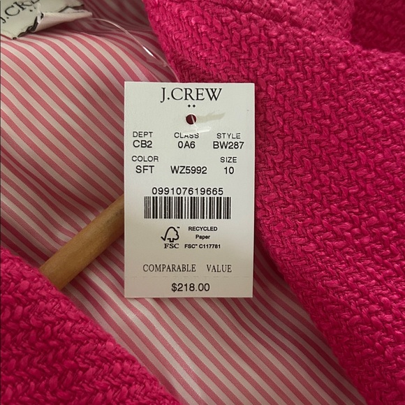NWT J Crew pink tweed blazer, size 10 - Picture 7 of 7
